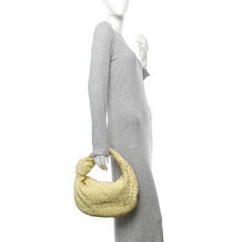 BOTTEGA VENETA Suede Calfskin Intrecciato Teen Jodie Hobo Lemon Wash
