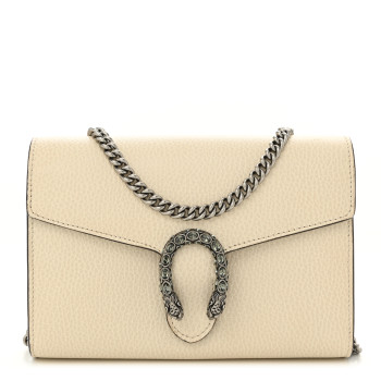 GUCCI Dollar Calfskin Mini Dionysus Chain Wallet Mystic White