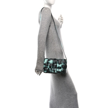 BOTTEGA VENETA Foulard Tie Dye Maxi Intrecciato Padded Cassette Crossbody Bag Celadon Inkwell