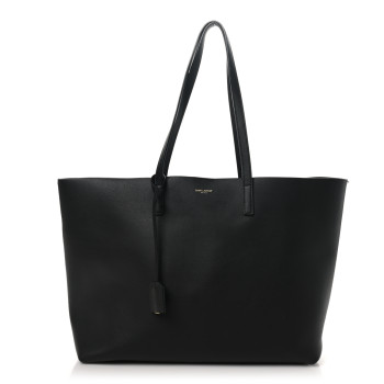 SAINT LAURENT Calfskin Large Shopping Tote Black