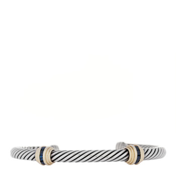 DAVID YURMAN Sterling Silver 14K Yellow Gold Blue Sapphire 5mm Cable Classics Two Station Bracelet