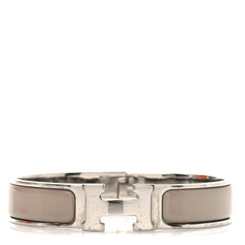 HERMES Enamel Narrow Clic Clac H Bracelet PM Marron Glace