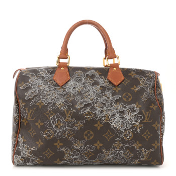 LOUIS VUITTON Monogram Dentelle Speedy 30 Silver