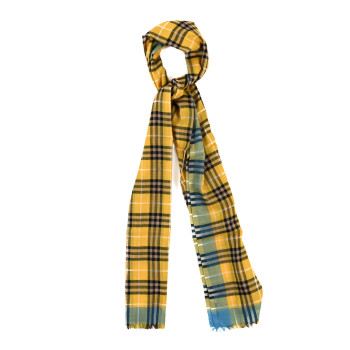 BURBERRY Wool Silk Gauze Check Scarf  Yellow Blue