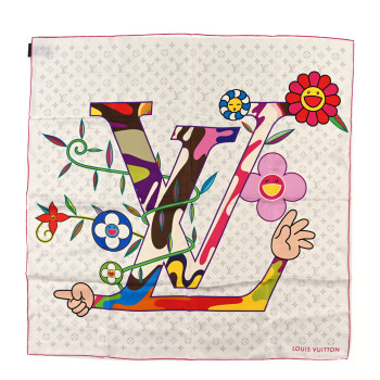 LOUIS VUITTON LV X TM Monogram Superflat Square 90 Scarf White
