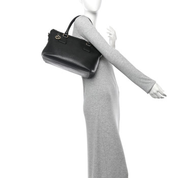 GUCCI Dollar Calfskin GG Charm Satchel Black
