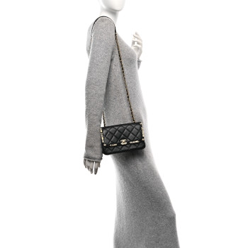 CHANEL Lambskin Enamel Strass Quilted Mini Paris Monaco Flap Black