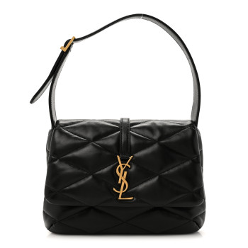 SAINT LAURENT Lambskin Quilted Le 57 Diamond Shoulder Bag Black