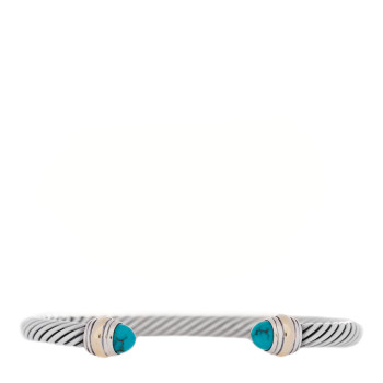DAVID YURMAN Sterling Silver 14K Yellow Gold Turquoise 5mm Cable Classics Bracelet