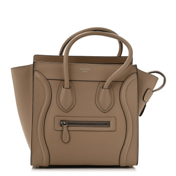 CELINE Drummed Calfskin Micro Luggage Dune