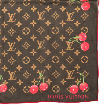 LOUIS VUITTON LV X TM Silk Monogram Cerises Square Scarf 55 Brown