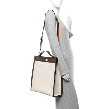 FENDI Canvas FF Embroidered Vitello Grace Peekaboo X-Lite Fit Light Grez Giallo