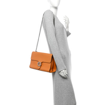 GUCCI Moon Calfskin Medium Interlocking Shoulder Bag  Curcuma