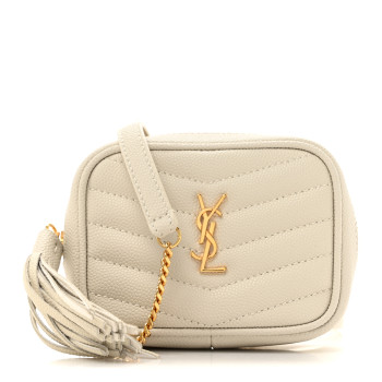 SAINT LAURENT Grain De Poudre Matelasse Monogram Baby Lou Camera Bag Crema Soft