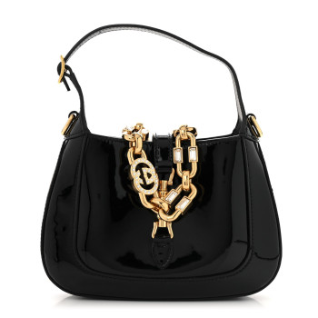 GUCCI Patent Mini Jackie 1961 Crystal Hobo Black