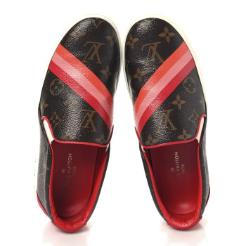 LOUIS VUITTON Monogram Frontrow Slip On Sneakers 36.5 Rouge