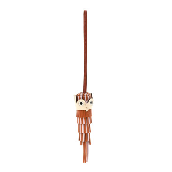 HERMES Milo Lambskin Epsom Chouette Bag Charm Gold Pain D'epice Black Nata White