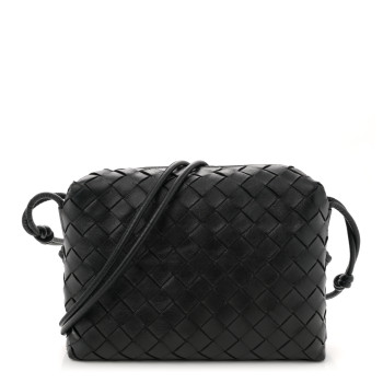 BOTTEGA VENETA Nappa Intrecciato Medium Loop Camera Bag Black