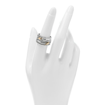 DAVID YURMAN Sterling Silver 18K Yellow Gold Double X Crossover Ring 55 7.25