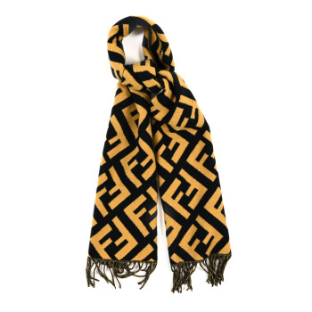 FENDI Cashmere FF Scarf Black Giallo