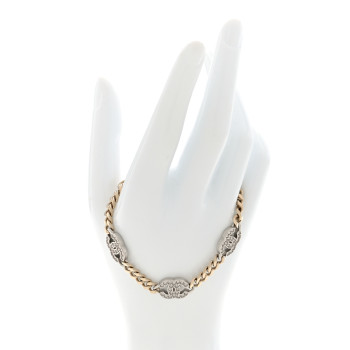 CHANEL Crystal CC Chain Bracelet Gold Silver