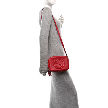 GUCCI Pebbled Calfskin Small Soho Disco Bag Vibrant Red