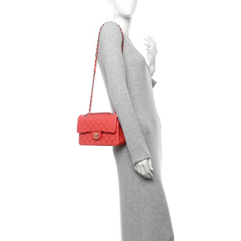CHANEL Caviar Quilted Small Double Flap Red