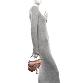 CHRISTIAN DIOR Satin Crystal Mini Saddle Bag Powder Beige