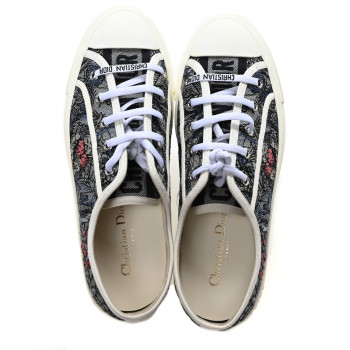CHRISTIAN DIOR Canvas Embroidered Jardin Magique Walk'N'Dior Low Top Sneakers 40 Denim Multicolor