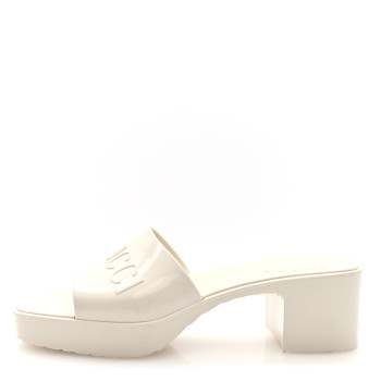 GUCCI Rubber Gucci Logo Womens Platform 20/60mm Slide Sandals 38 Mystic White