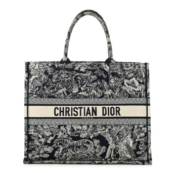 CHRISTIAN DIOR Canvas Embroidered Large Dioriviera Toile De Jouy Reverse Book Tote Blue
