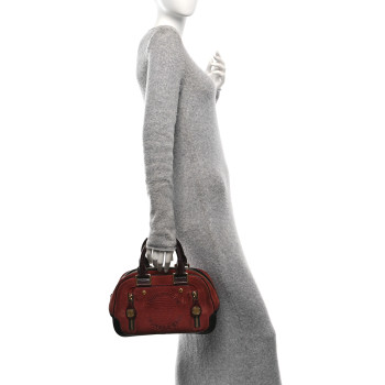 LOUIS VUITTON Suede Stamped Alligator Embossed Havane Bowler PM Brun