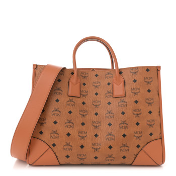 MCM Visetos Large Munchen Tote Cognac