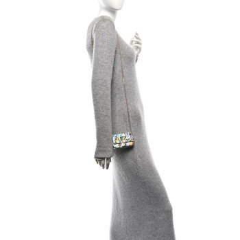 FENDI X SARAH COLEMAN Vitello Liberty Ceylon Micro FF Fish Eye Embossed Nano Baguette Charm Multicolor Cyber Blue