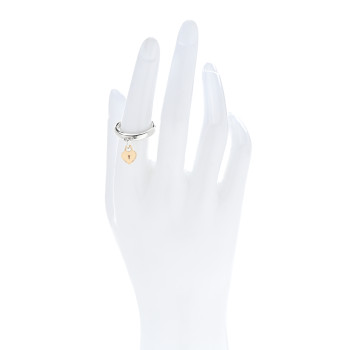 TIFFANY Sterling Silver 18K Yellow Gold Heart Lock Charm Ring 53 6.5