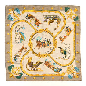 HERMES Silk Plumes Et Grelots Scarf 90