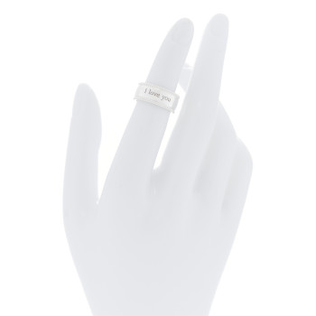 TIFFANY Sterling Silver Milgrain I Love You Band Ring 48 4.5