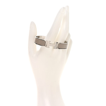 HERMES Enamel Narrow Clic Clac H Bracelet PM Marron Glace