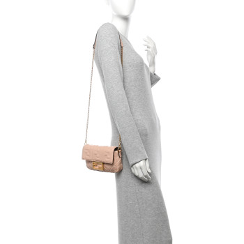 FENDI Nappa FF 1974 Embossed Mini Baguette Rosa Quarzo