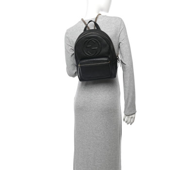 GUCCI Pebbled Calfskin Soho Chain Backpack Black