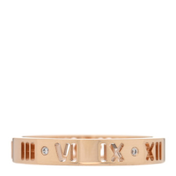 TIFFANY 18K Rose Gold Diamond Narrow Atlas Pierced Ring 59 8.75