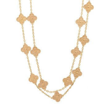 VAN CLEEF & ARPELS 18K Rose Gold 16 Motifs Sweet Alhambra Necklace
