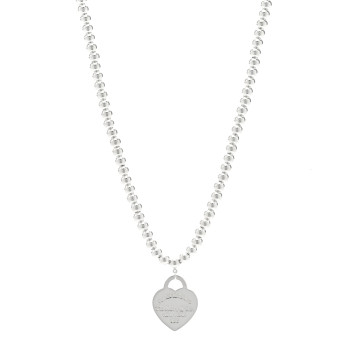 TIFFANY Sterling Silver Return to Tiffany Heart Tag Bead Necklace