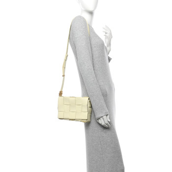 BOTTEGA VENETA Grained Calfskin Maxi Intrecciato Cassette Crossbody Bag Ice Cream