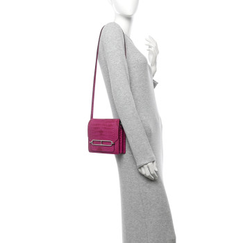 HERMES Shiny Alligator Mini Sac Roulis Rose Scheherazade
