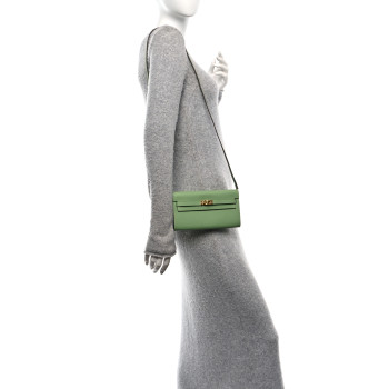 HERMES Epsom Verso Kelly Wallet To Go Vert Criquet Bleu Brume