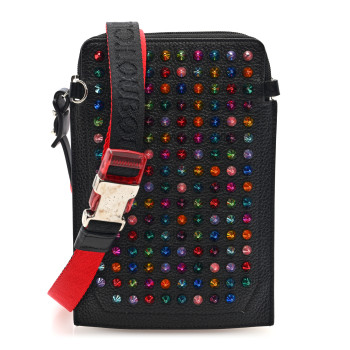 CHRISTIAN LOUBOUTIN Calfskin Spikes Loubilab Crossbody Bag Black
