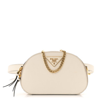 PRADA Saffiano Lux Odette Belt Bag White