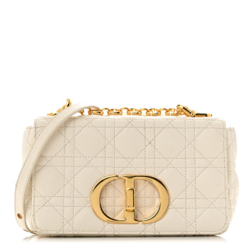 CHRISTIAN DIOR Calfskin Cannage Small Caro Bag Ivory