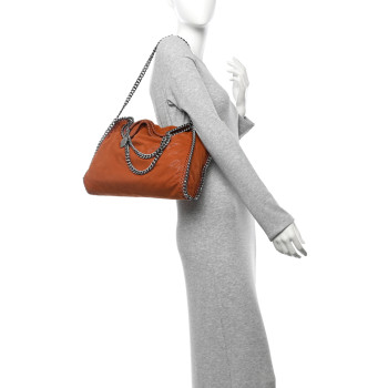 STELLA MCCARTNEY Shaggy Deer Falabella Fold Over Tote Brandy